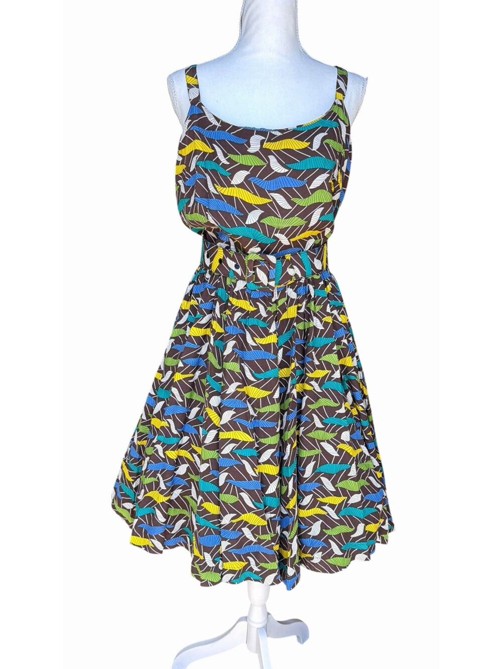 Trashy Diva Chocolate Atomic Annette Dress With Belt Size 10 Rare Print NEW TAGs